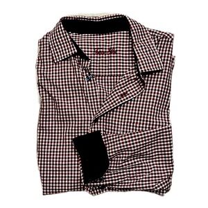 TASSO ELBA | Men's Gingham Button Down Collared Dress Shirt | Rd & BL  | Size: M
